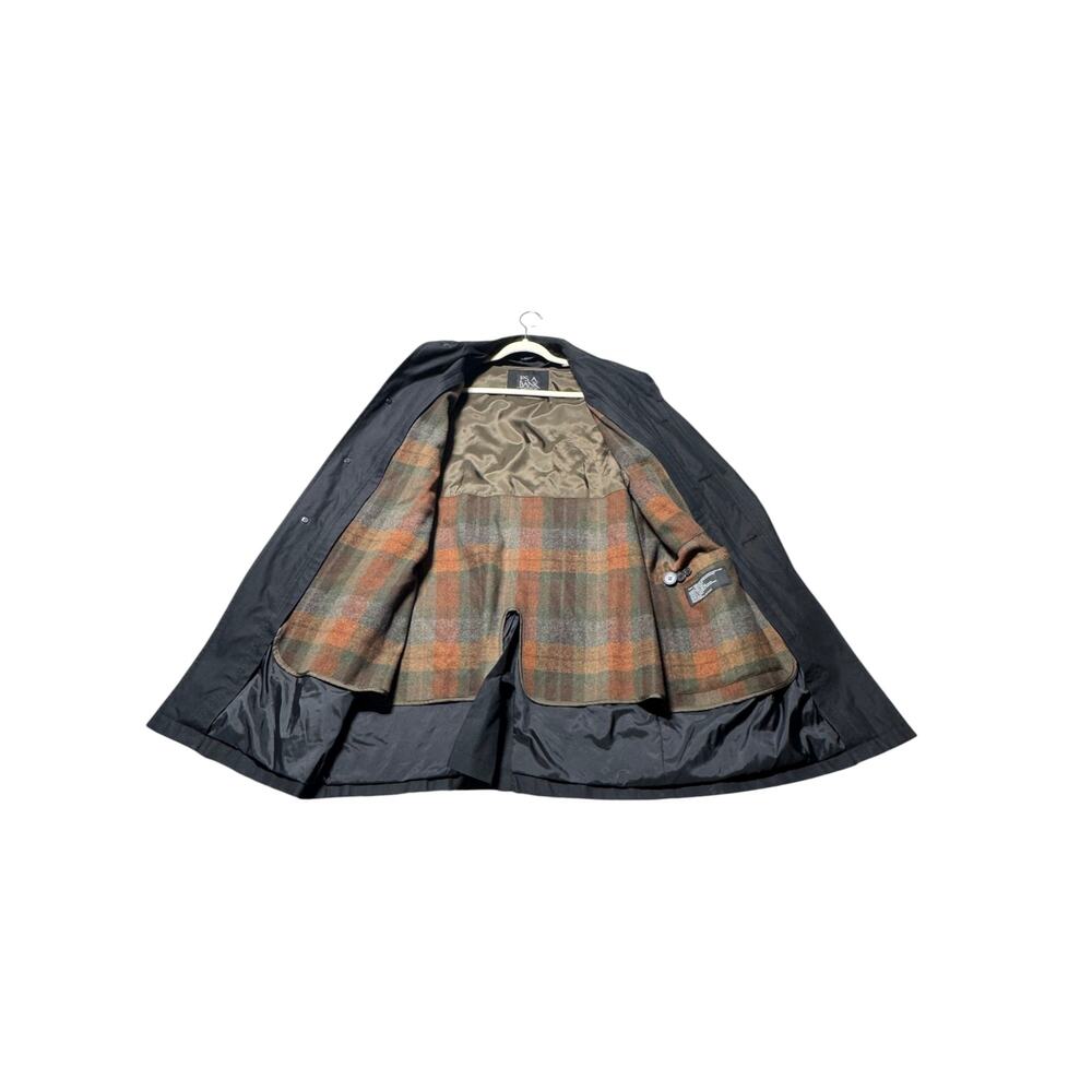Jos. A. Bank Trench Coat Mens 40R Black Single-Breasted Removable Plaid Lined - Picture 6 of 16